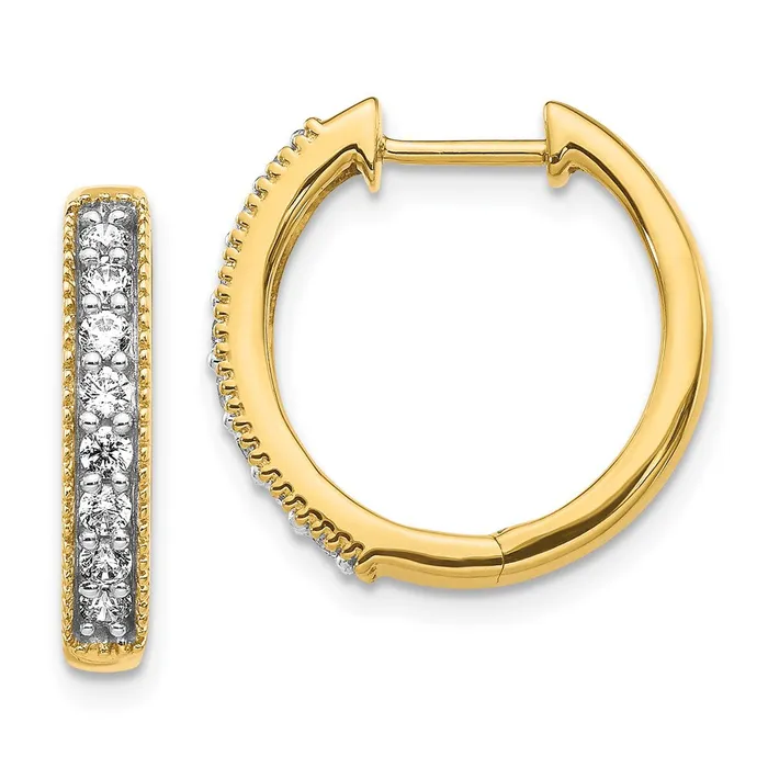 Goldia 14k Yellow Gold Real Diamond Milgrain Hinged Hoop Earrings Earrings Goldia 14k Yellow Gold Real Diamond Milgrain Hinged Hoop Earrings Earrings