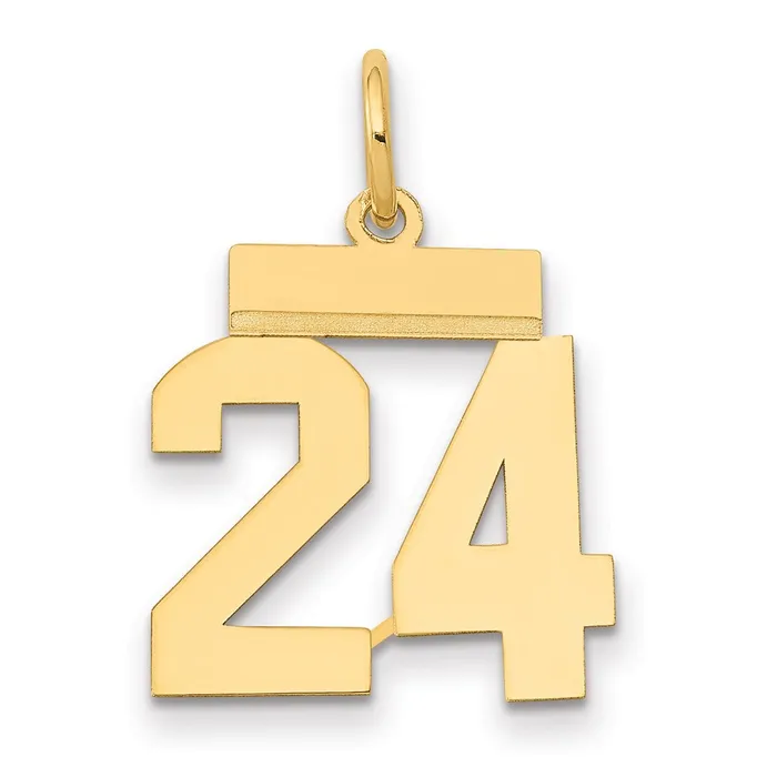 Goldia 14k Yellow Gold Small Polished Number 24 Charm Charm Necklaces