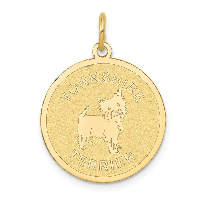 Goldia 14k Yellow Gold Yorkshire Terrier Disc Charm Charm Necklaces
