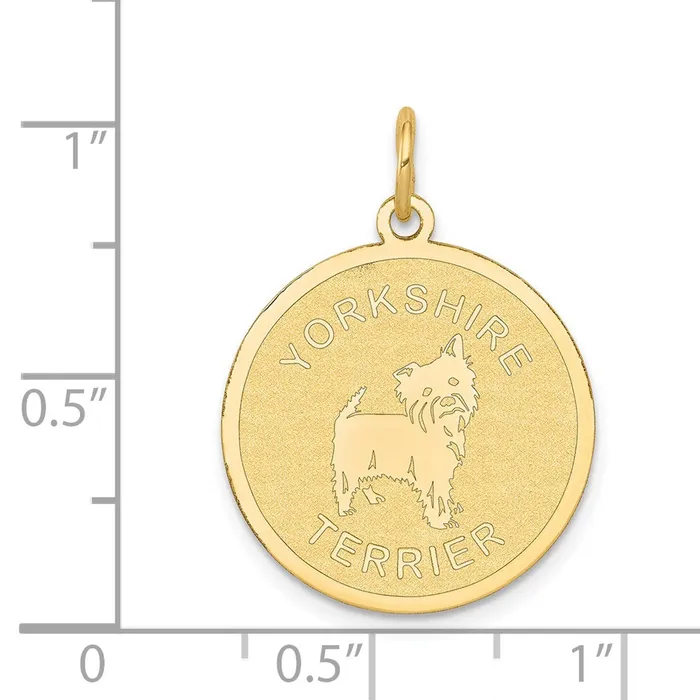 Goldia 14k Yellow Gold Yorkshire Terrier Disc Charm Charm Necklaces