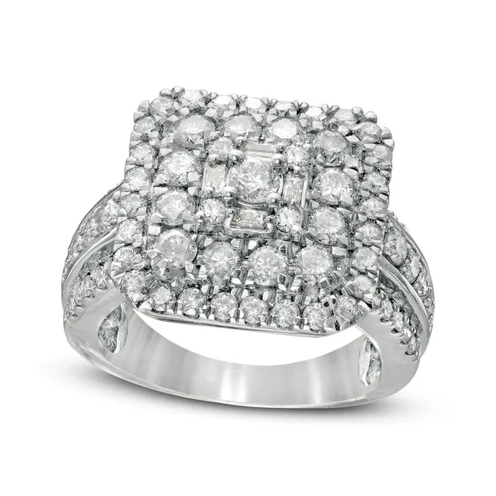 Goldia 213 CT TW Composite Natural Diamond Double Cushion Frame MultiRow Engagement Ring in Solid 10K White Gold Rings Goldia 213 CT TW Composite Natural Diamond Double Cushion Frame MultiRow Engagement Ring in Solid 10K White Gold Rings