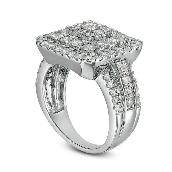 Goldia 213 CT TW Composite Natural Diamond Double Cushion Frame MultiRow Engagement Ring in Solid 10K White Gold Rings Goldia 213 CT TW Composite Natural Diamond Double Cushion Frame MultiRow Engagement Ring in Solid 10K White Gold Rings