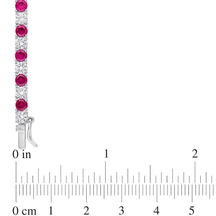 Goldia 40mm LabCreated Ruby and White Sapphire Alternating Tennis Necklace in Sterling Silver 17 Necklaces Goldia 40mm LabCreated Ruby and White Sapphire Alternating Tennis Necklace in Sterling Silver 17 Necklaces