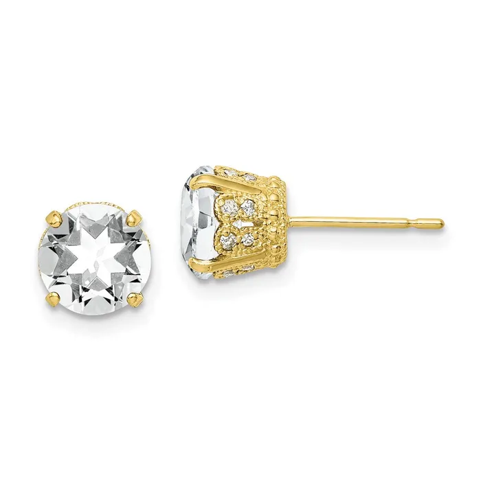 goldiaca Earrings 10K Tiara Collection Diamond Lab Created White Sapphire Post Earrings goldiaca Earrings 10K Tiara Collection Diamond Lab Created White Sapphire Post Earrings