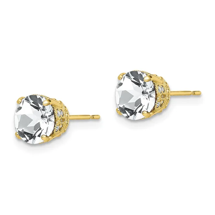 goldiaca Earrings 10K Tiara Collection Diamond Lab Created White Sapphire Post Earrings