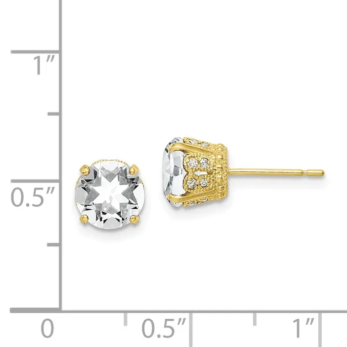 goldiaca Earrings 10K Tiara Collection Diamond Lab Created White Sapphire Post Earrings