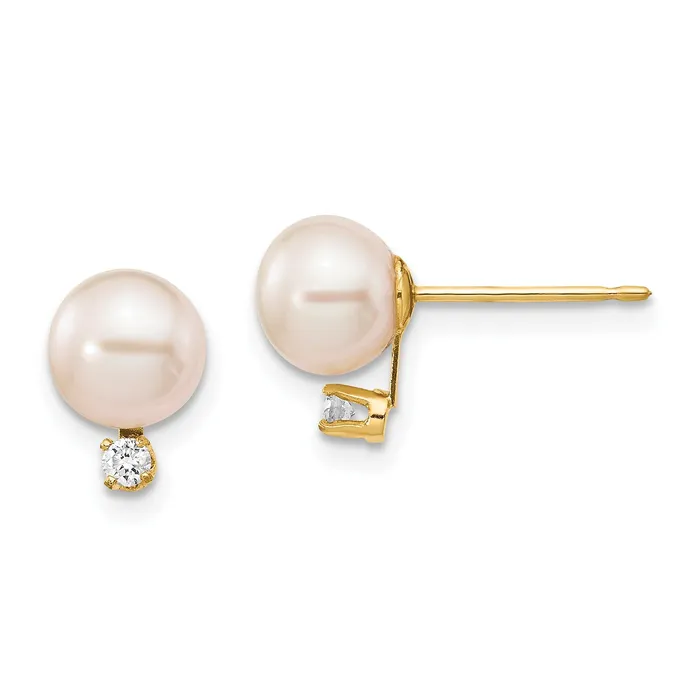 goldiaca Earrings 14k 6 7mm White Round Freshwater Cultured Pearl 06ct Diamond Post Earrings goldiaca Earrings 14k 6 7mm White Round Freshwater Cultured Pearl 06ct Diamond Post Earrings