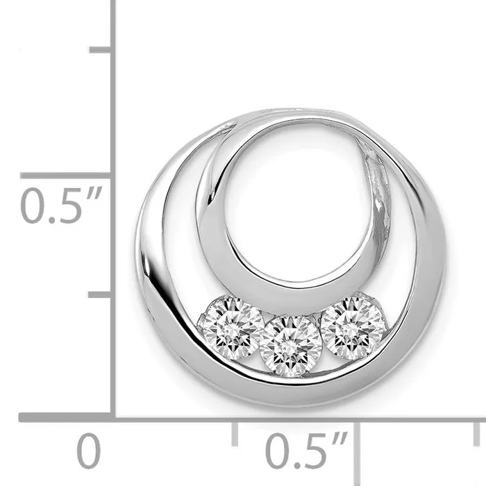 goldiaca Rings 14k White Gold 32mm VS Diamond Three Stone Circles Chain Slide