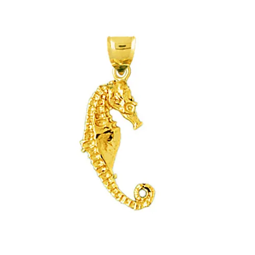 Goldia Charm Necklaces 14K Gold 20MM 3D Seahorse Charm