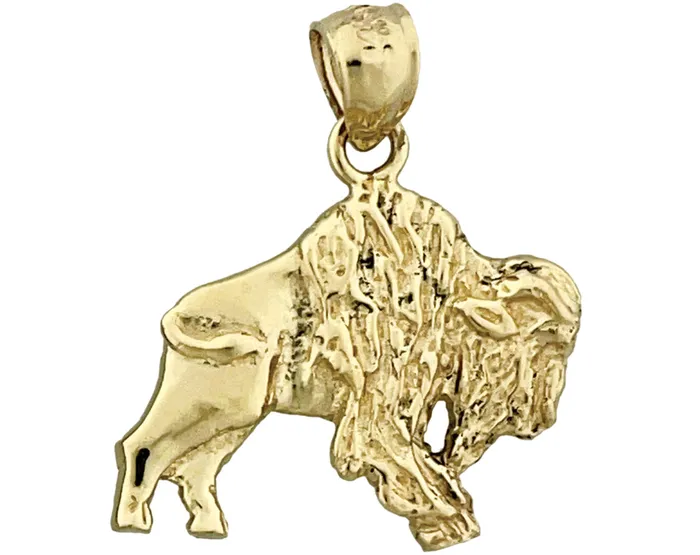 Goldia Charm Necklaces 14K Gold Aggressive Bison Charm