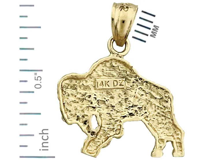 Goldia Charm Necklaces 14K Gold Aggressive Bison Charm