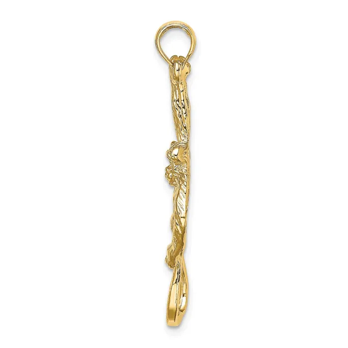 Goldia Charm Necklaces 14k Yellow Gold 2D Textured Hanging Monkey Charm