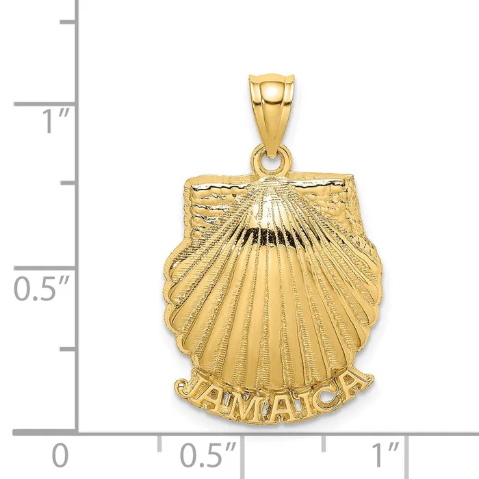 Goldia Charm Necklaces 14k Yellow Gold JAMAICA Scallop Shell Charm