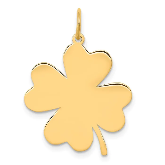 Goldia Charm Necklaces 14k Yellow Gold Plain 018 Gauge Engravable Clover Disc Charm