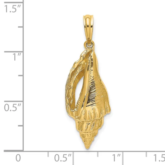Goldia Charm Necklaces 14k Yellow Gold Polished Elongated Shell Charm