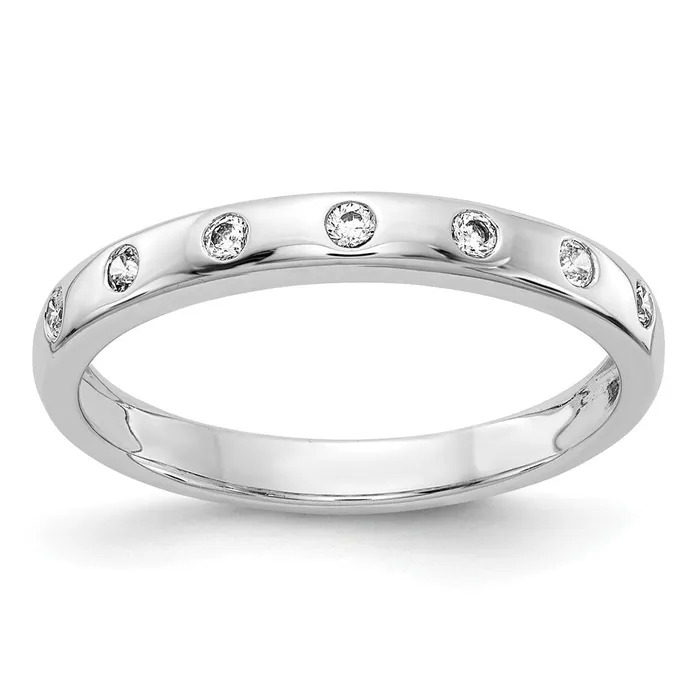 Goldiacom 14k White Gold 7stone Real Diamond Band Rings