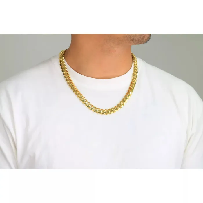 Goldiacom Necklaces 10K Yellow Gold Miami Cuban 11mm Royal Monaco Curb Link Chain Necklace 18 30