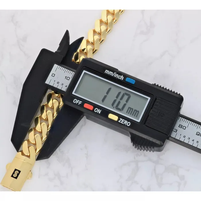 Goldiacom Necklaces 10K Yellow Gold Miami Cuban 11mm Royal Monaco Curb Link Chain Necklace 18 30