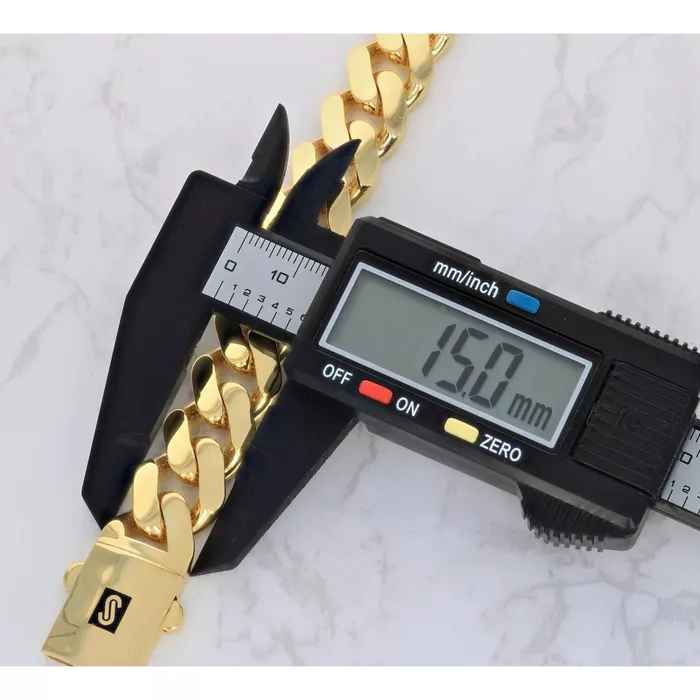 Goldiacom Necklaces 10k Yellow Gold Royal Monaco Miami Cuban Link Curb 15mm Mens Chain Necklace 26