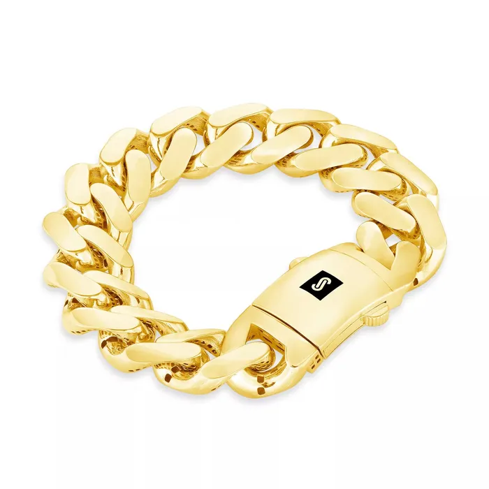 Goldiacom Necklaces 10k Yellow Gold Royal Monaco Miami Cuban Link Curb 15mm Mens Chain Necklace 26
