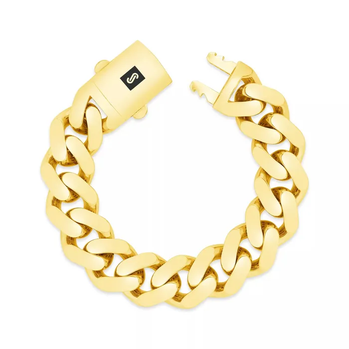 Goldiacom Necklaces 10k Yellow Gold Royal Monaco Miami Cuban Link Curb 15mm Mens Chain Necklace 26