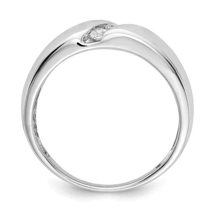 Goldiacom Rings 14k White Gold 3stone Real Diamond Mens Ring