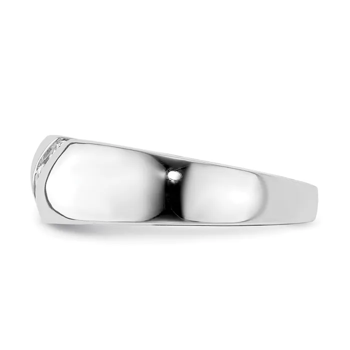 Goldiacom Rings 14k White Gold 3stone Real Diamond Mens Ring