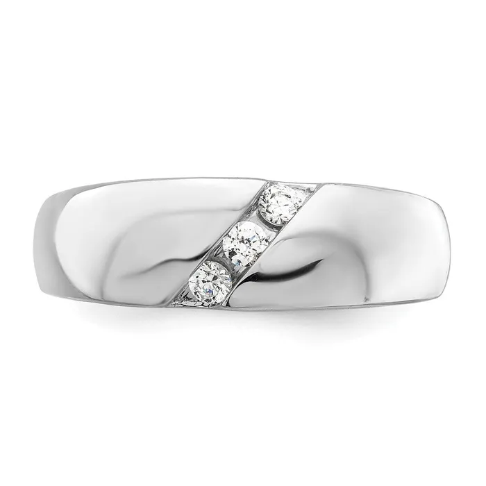 Goldiacom Rings 14k White Gold 3stone Real Diamond Mens Ring