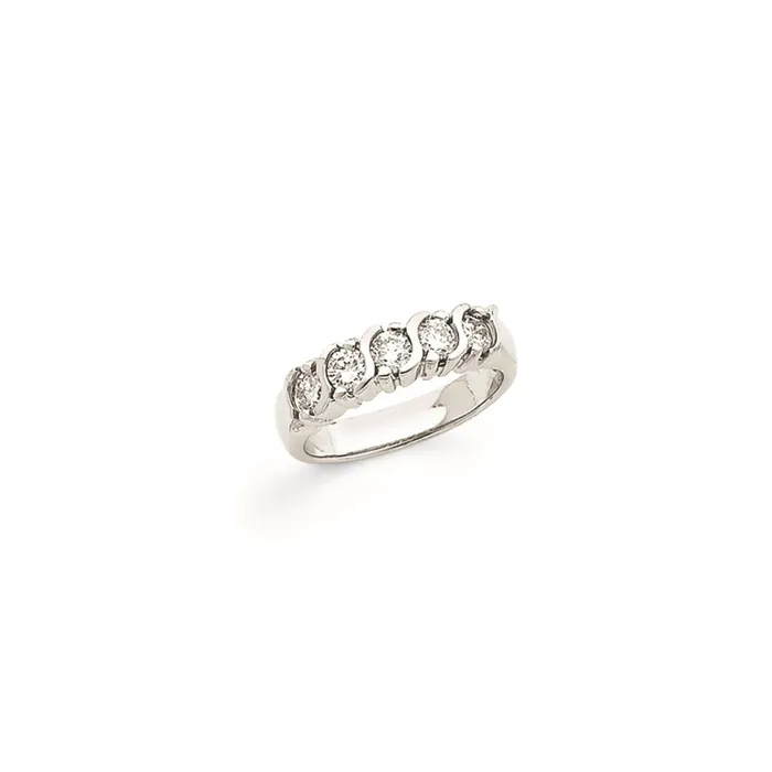Goldiacom Rings 14k White Gold AAA Real Diamond 5Stone Ring