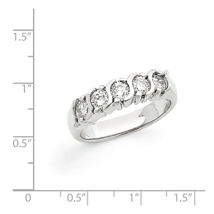 Goldiacom Rings 14k White Gold AAA Real Diamond 5Stone Ring