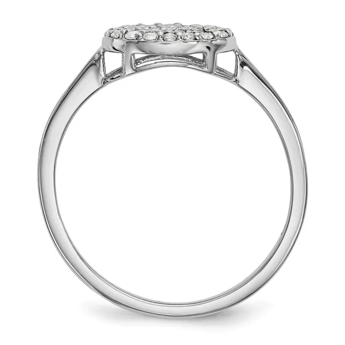 Goldiacom Rings 14k White Gold Real Diamond Cluster Oval Ring