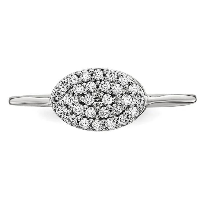 Goldiacom Rings 14k White Gold Real Diamond Cluster Oval Ring