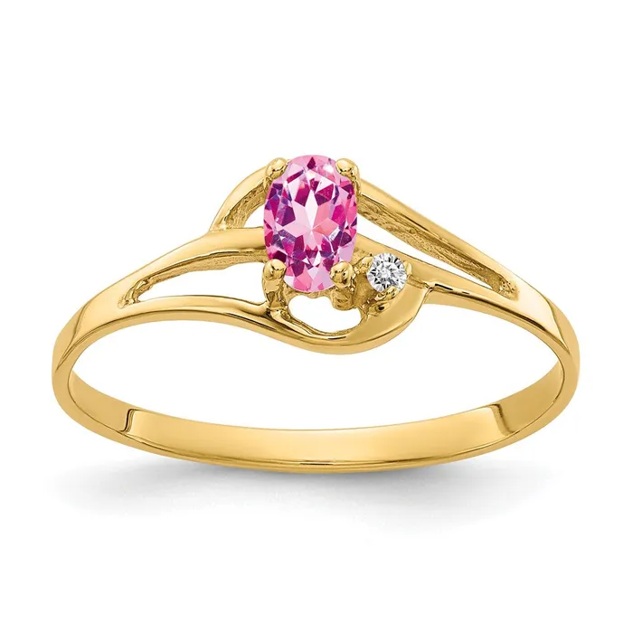 Goldiacom Rings 14K Yellow Gold 5x3mm Oval Pink Sapphire AA Real Diamond ring Goldiacom Rings 14K Yellow Gold 5x3mm Oval Pink Sapphire AA Real Diamond ring