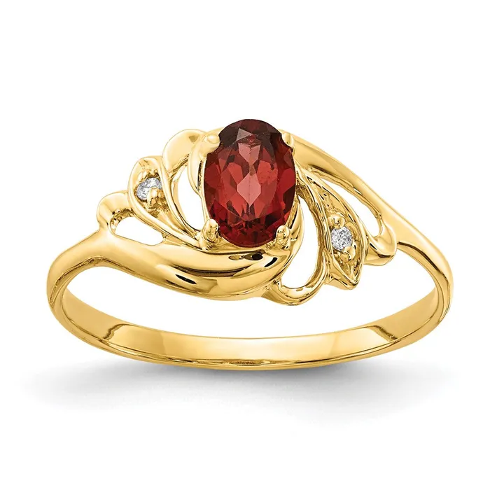 Goldiacom Rings 14K Yellow Gold 6x4mm Oval Garnet Checker AAA Real Diamond ring Goldiacom Rings 14K Yellow Gold 6x4mm Oval Garnet Checker AAA Real Diamond ring