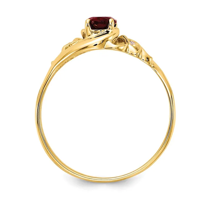 Goldiacom Rings 14K Yellow Gold 6x4mm Oval Garnet Checker AAA Real Diamond ring