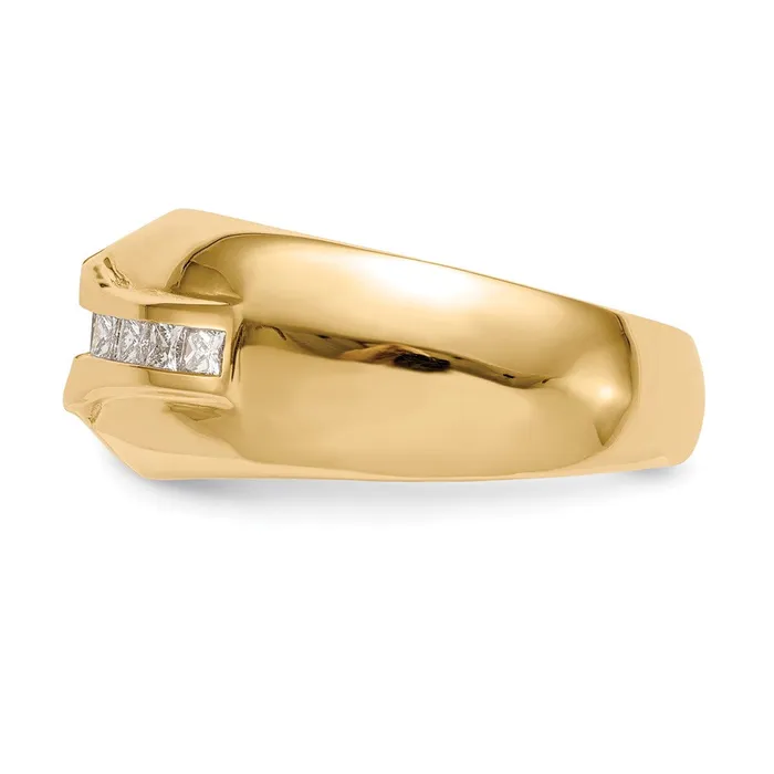 Goldiacom Rings 14K Yellow Gold AAA Real Diamond Mens Band