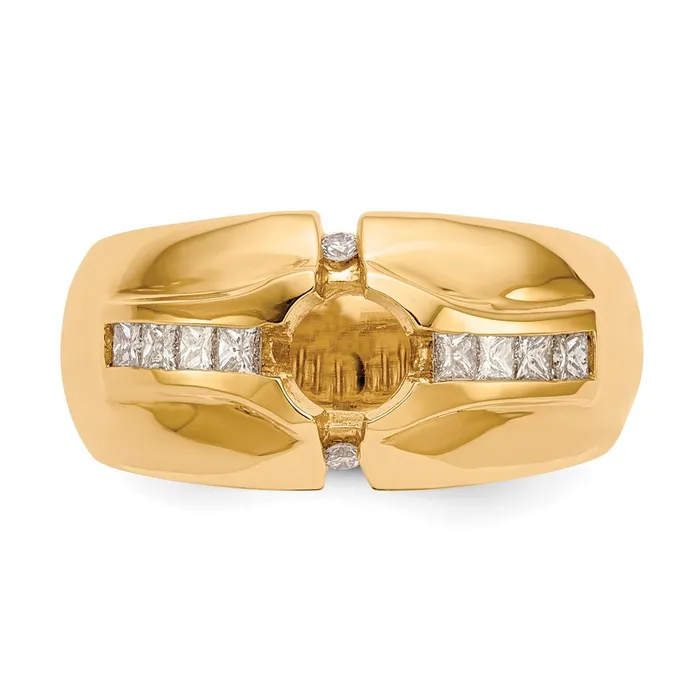 Goldiacom Rings 14K Yellow Gold AAA Real Diamond Mens Band