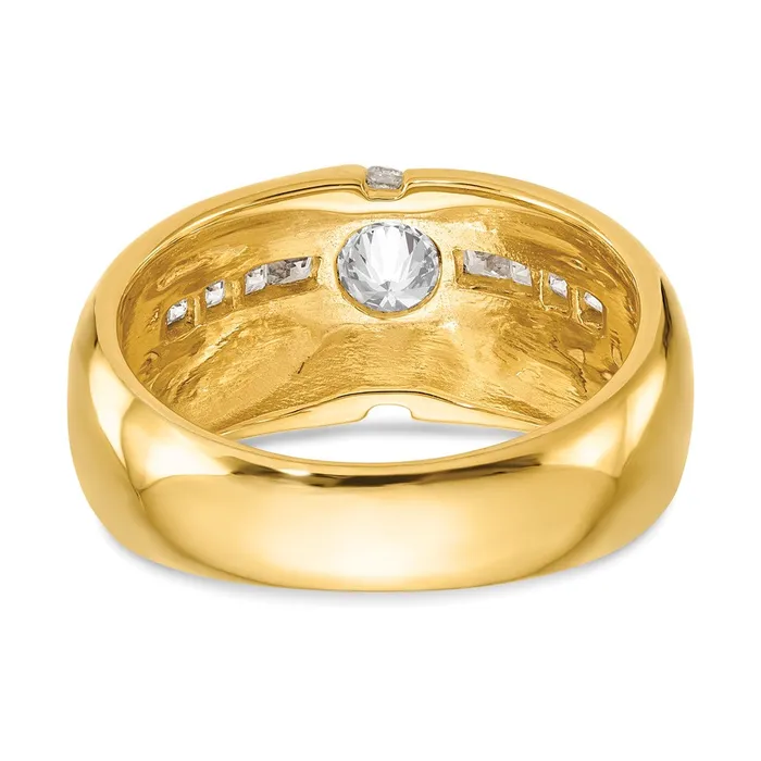 Goldiacom Rings 14K Yellow Gold AAA Real Diamond Mens Band