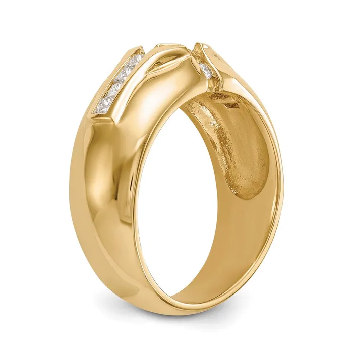 Goldiacom Rings 14K Yellow Gold AAA Real Diamond Mens Band