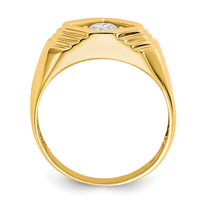 Goldiacom Rings 14K Yellow Gold Real Diamond Mens Band