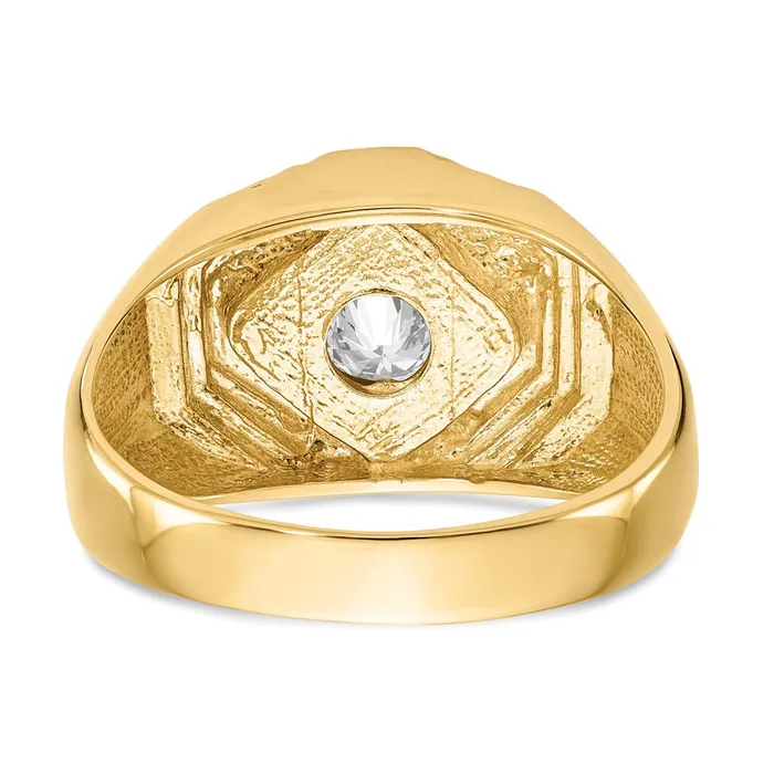 Goldiacom Rings 14K Yellow Gold Real Diamond Mens Band