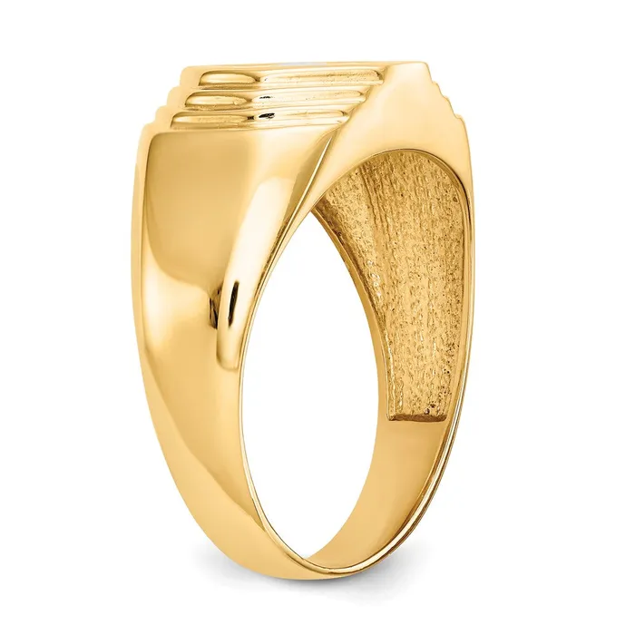 Goldiacom Rings 14K Yellow Gold Real Diamond Mens Band