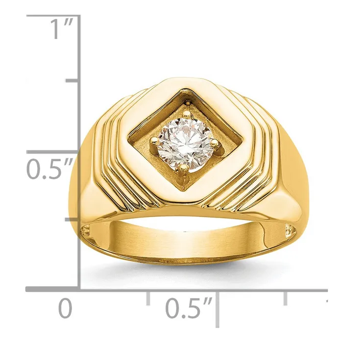 Goldiacom Rings 14K Yellow Gold Real Diamond Mens Band