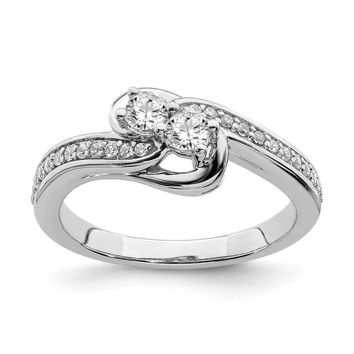 Goldiacom Rings 38 Ct Natural Diamond ByPass TwoStone Engagement Bridal Ring 14K White Gold Goldiacom Rings 38 Ct Natural Diamond ByPass TwoStone Engagement Bridal Ring 14K White Gold