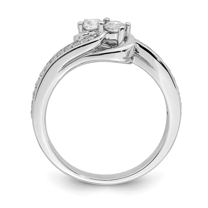 Goldiacom Rings 38 Ct Natural Diamond ByPass TwoStone Engagement Bridal Ring 14K White Gold