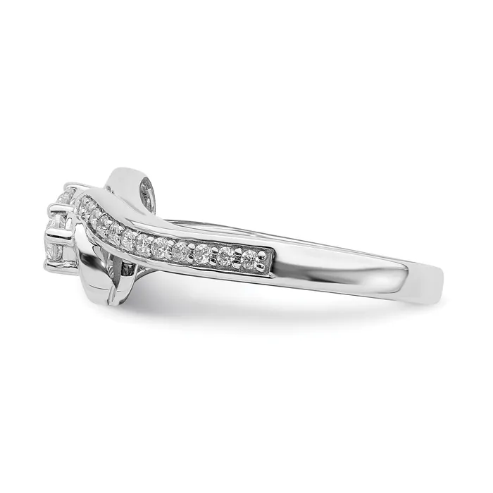 Goldiacom Rings 38 Ct Natural Diamond ByPass TwoStone Engagement Bridal Ring 14K White Gold