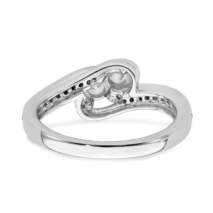 Goldiacom Rings 38 Ct Natural Diamond ByPass TwoStone Engagement Bridal Ring 14K White Gold
