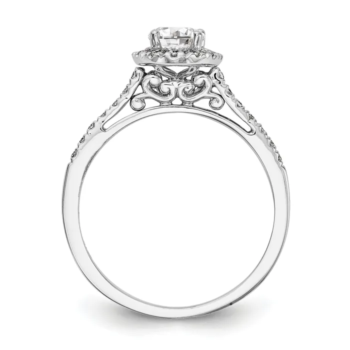 Goldiacom Rings 6x8mm Oval CZ Halo Style Engagement Ring 14K White Gold Goldiacom Rings 6x8mm Oval CZ Halo Style Engagement Ring 14K White Gold