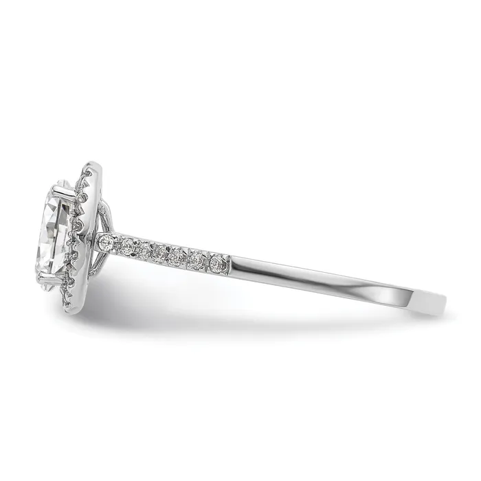 Goldiacom Rings 6x8mm Oval CZ Halo Style Engagement Ring 14K White Gold Goldiacom Rings 6x8mm Oval CZ Halo Style Engagement Ring 14K White Gold