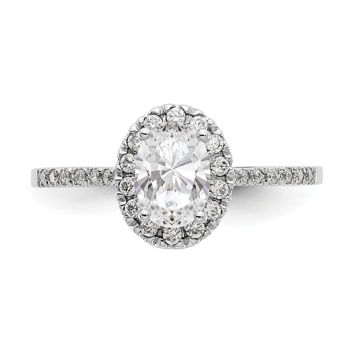 Goldiacom Rings 6x8mm Oval CZ Halo Style Engagement Ring 14K White Gold Goldiacom Rings 6x8mm Oval CZ Halo Style Engagement Ring 14K White Gold